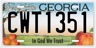 GA license plate CWT1351