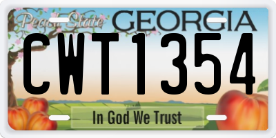 GA license plate CWT1354