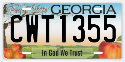 GA license plate CWT1355