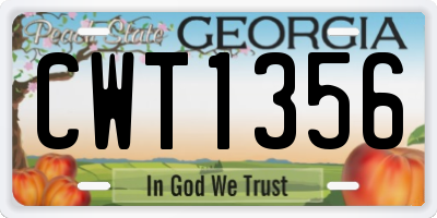 GA license plate CWT1356