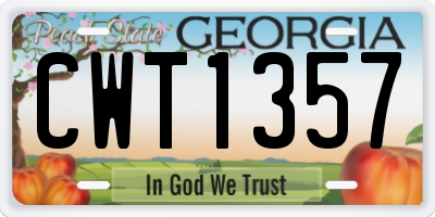 GA license plate CWT1357
