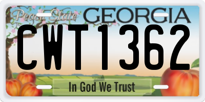 GA license plate CWT1362