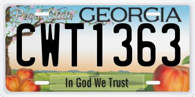 GA license plate CWT1363