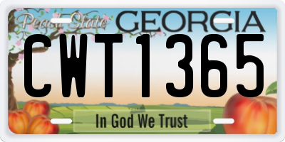 GA license plate CWT1365