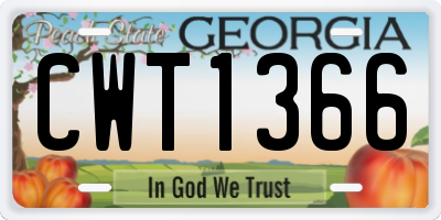 GA license plate CWT1366