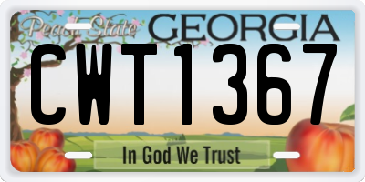 GA license plate CWT1367