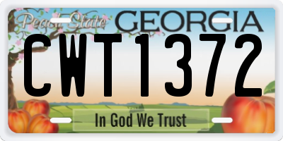 GA license plate CWT1372