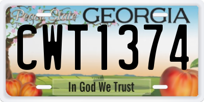GA license plate CWT1374