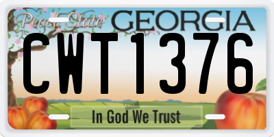 GA license plate CWT1376