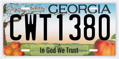 GA license plate CWT1380
