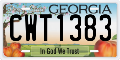 GA license plate CWT1383