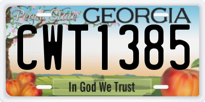 GA license plate CWT1385