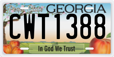 GA license plate CWT1388