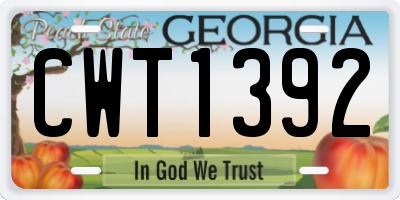 GA license plate CWT1392