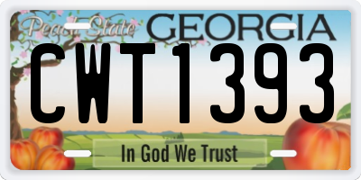 GA license plate CWT1393