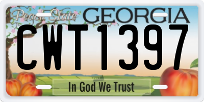 GA license plate CWT1397