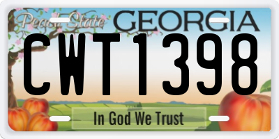 GA license plate CWT1398
