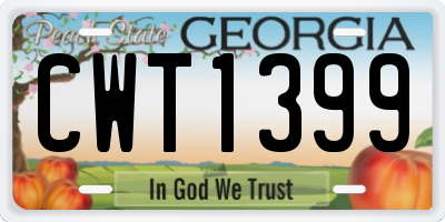 GA license plate CWT1399