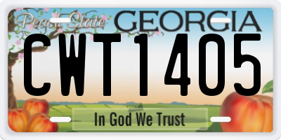 GA license plate CWT1405