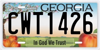 GA license plate CWT1426