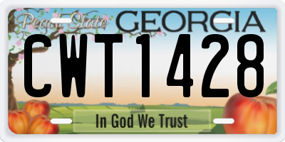 GA license plate CWT1428