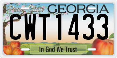 GA license plate CWT1433