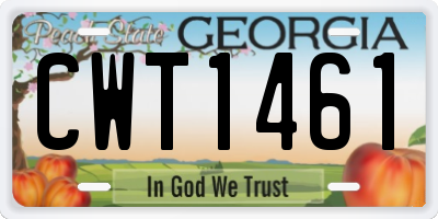 GA license plate CWT1461