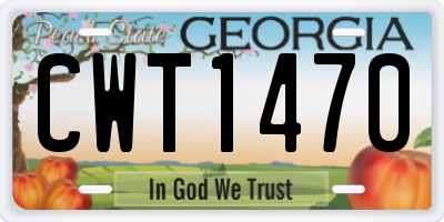 GA license plate CWT1470
