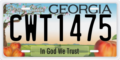 GA license plate CWT1475
