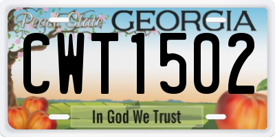 GA license plate CWT1502