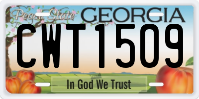GA license plate CWT1509