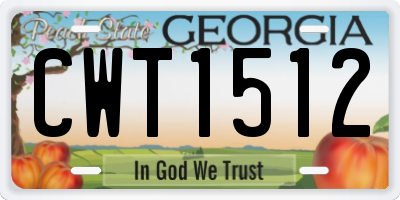 GA license plate CWT1512