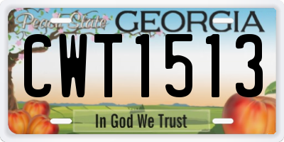 GA license plate CWT1513