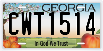 GA license plate CWT1514