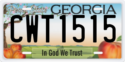 GA license plate CWT1515