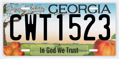 GA license plate CWT1523