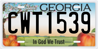 GA license plate CWT1539