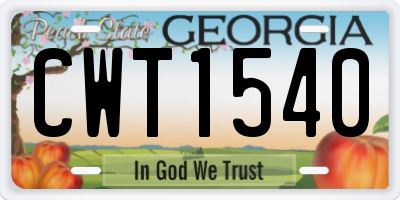 GA license plate CWT1540