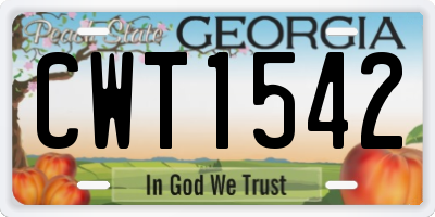 GA license plate CWT1542