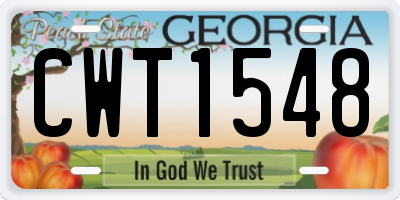 GA license plate CWT1548