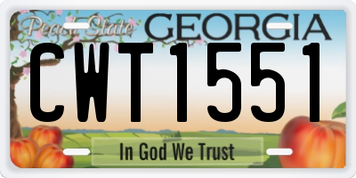 GA license plate CWT1551