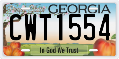 GA license plate CWT1554
