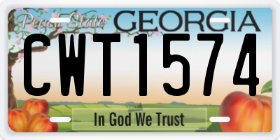 GA license plate CWT1574