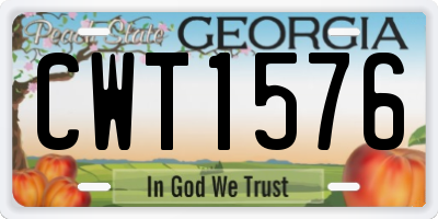 GA license plate CWT1576