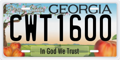 GA license plate CWT1600