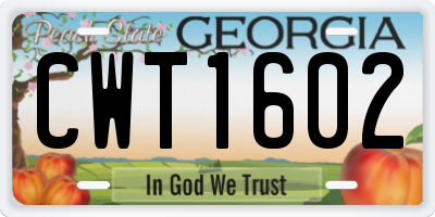 GA license plate CWT1602