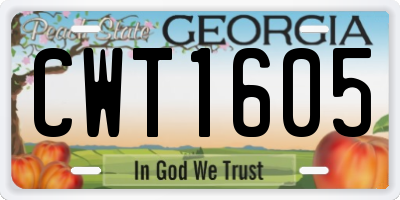 GA license plate CWT1605