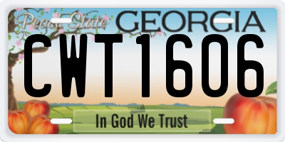 GA license plate CWT1606