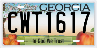 GA license plate CWT1617