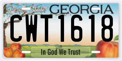 GA license plate CWT1618